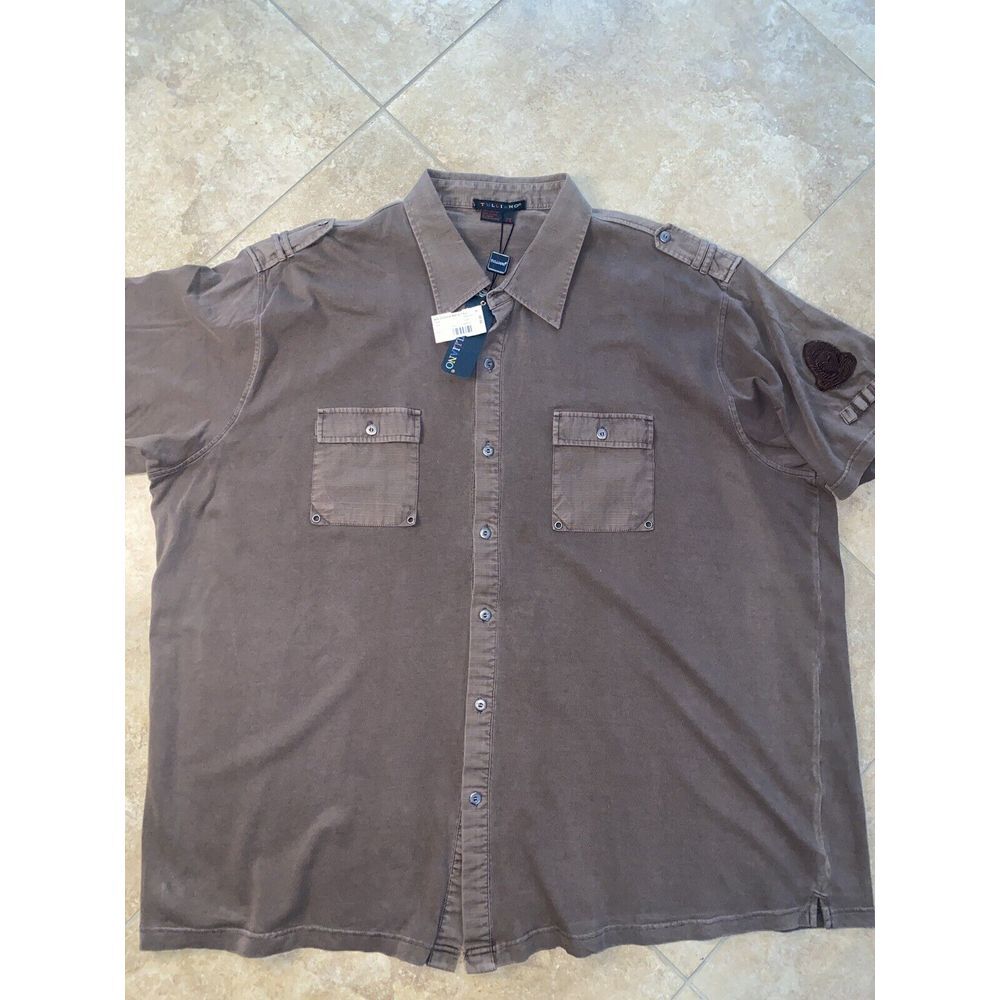 Tulliano‎ Shirt Men's Size XXLarge Brown Solid Button Up Shirt NWT